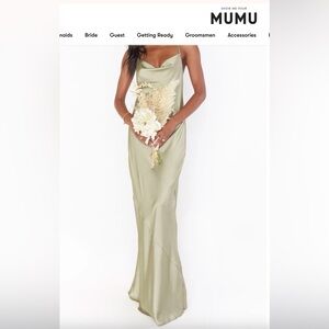 Tuscany Maxi Slip Dress - Moss Green Luxe Satin (XS)